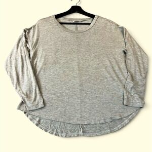 Rebel Society Womens Gray Knit Pullover Round Neck Solid 3/4 Sleeve Top Size M